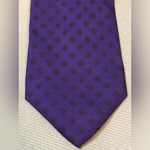 Vtg ROBERT TALBOTT Deep Vivid Purple w/Rosette Pattern Silk Neck Tie